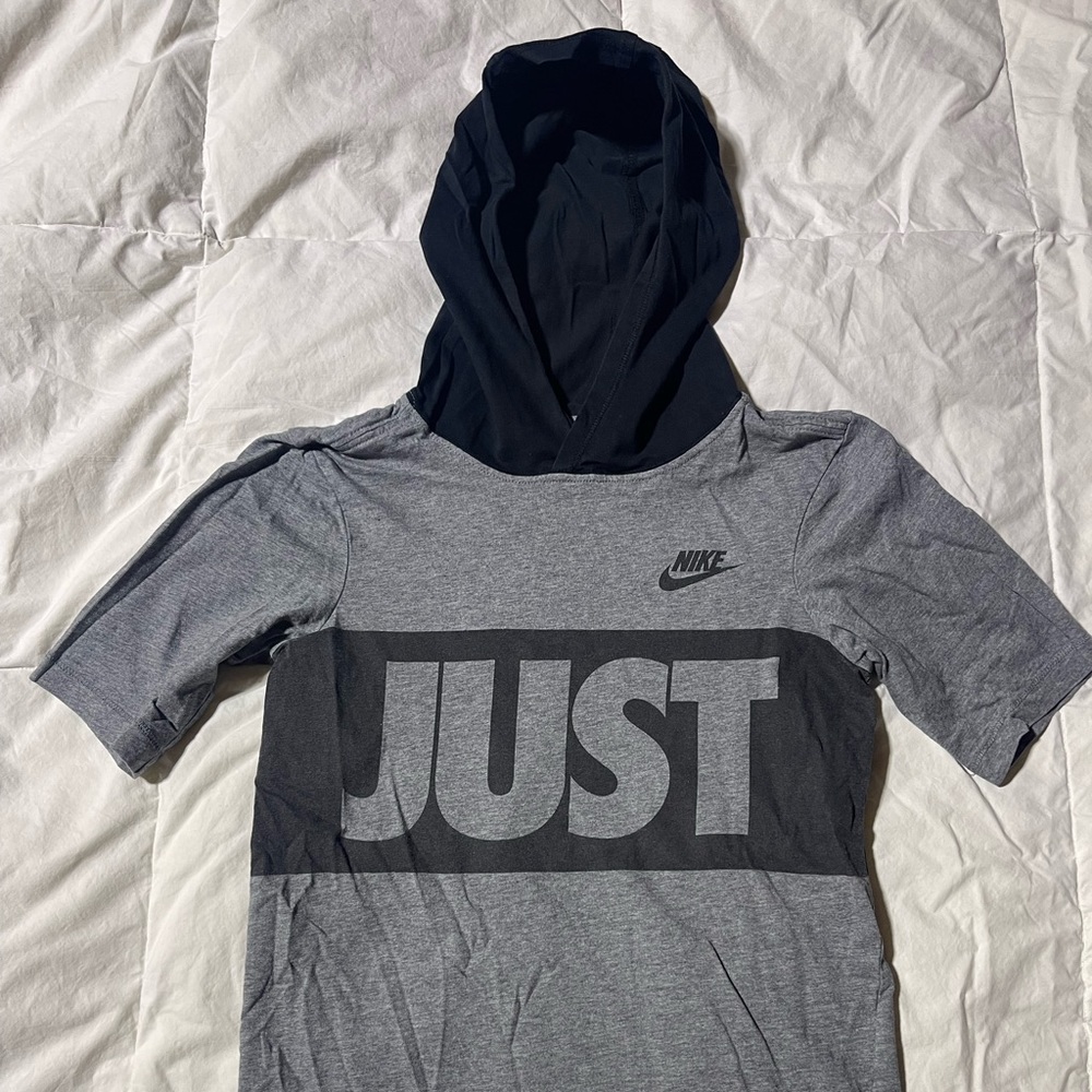 Nike “just do it” hooded short sleeve t-shirt size small or large